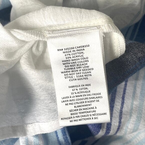 Joie Tunic Blouse Women Small Blue Stripe V-Neck Cotton Lightweight Resort - Picture 7 of 8